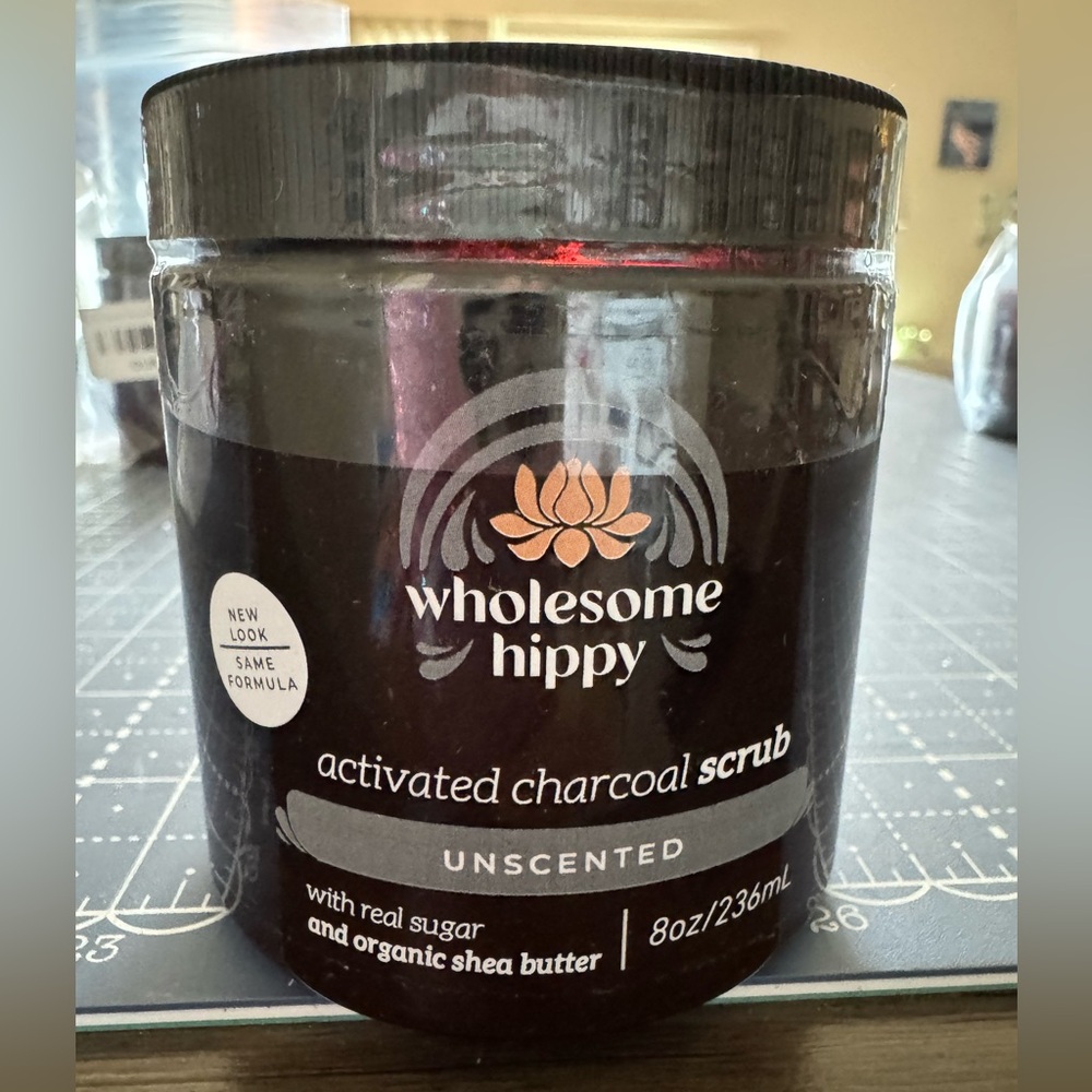 Wholesome Hippy Activated Charcoal Scrub (unscented) 8 Oz NEW AND SEALED!